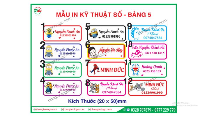 STICKER ỦI TÊN BÉ THEO YÊU CẦU - LH: 0328 787879